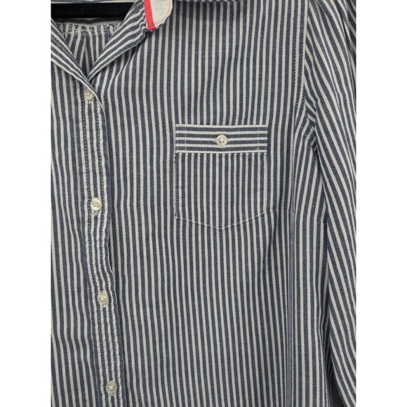Old Navy Striped Button Up Shirt Women Size L Nautical Coastal Normcore Office - Picture 5 of 8
